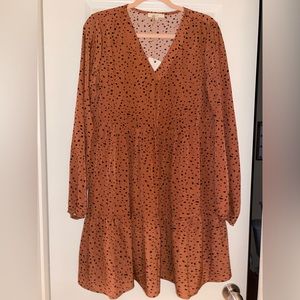 NWT Burnt Orange Spotty Dot Oversized Long Sleeve Dress